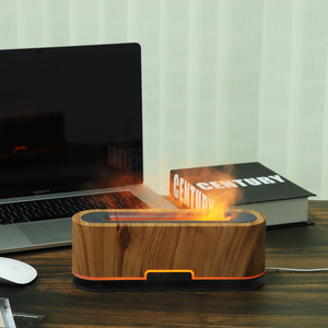 Wood Grain 200ml Simulated <b>Flame</b> Humidifier Oval Strip Air Diffuser Home Office Night <b>Light</b> - Product Image 5