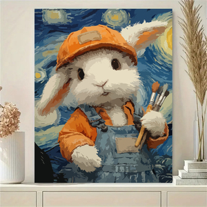 CHENISTORY <span class=keywords><strong>Peinture</strong></span> par numéros pour adultes, kit de démarrage animaux lapins, dessin et coloriage par numéros pour décorations intérieures - Product Image 4