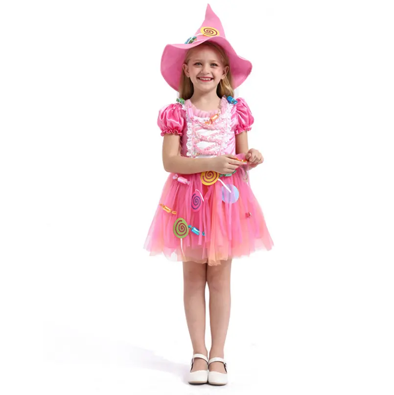 Gioco cosplay per bambini costume da ruolo candy witch Lu abito rosa costume da festa