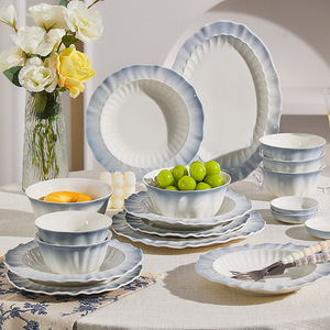 Nuovo Set di Stoviglie in Ceramica Sottosmalto 2026, Stile Nordico, Adatto al Microonde, <span class=keywords><strong>Piatti</strong></span> e Ciotole <span class=keywords><strong>Blu</strong></span> per Casa e Hotel - Product Image 3