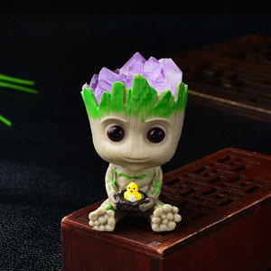 Venta al por mayor de amatista natural <span class=keywords><strong>Grut</strong></span> cristal hecho a mano racimo piedra triturada <span class=keywords><strong>Grut</strong></span> árbol hombre Decoración - Product Image 3