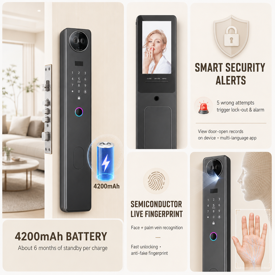 Tuya Smart Life WiFi Door Lock With Camera Fingerprint App Unlock Web ...