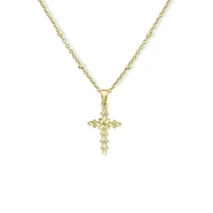 Gemnel High Quality jewelry 925 sterling silver Lace Cross Pendant Necklace for girls