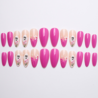 24 faux ongles Halloween en ABS à presser, forme amande, French manucure, réutilisables, en acrylique, motif toile d'araignée fantôme mignon, pour femmes et filles