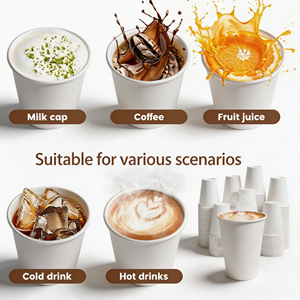 Vasos de café desechables biodegradables y compostables de bagazo de caña de azúcar de 8oz y 12oz con tapa para llevar - Product Image 5
