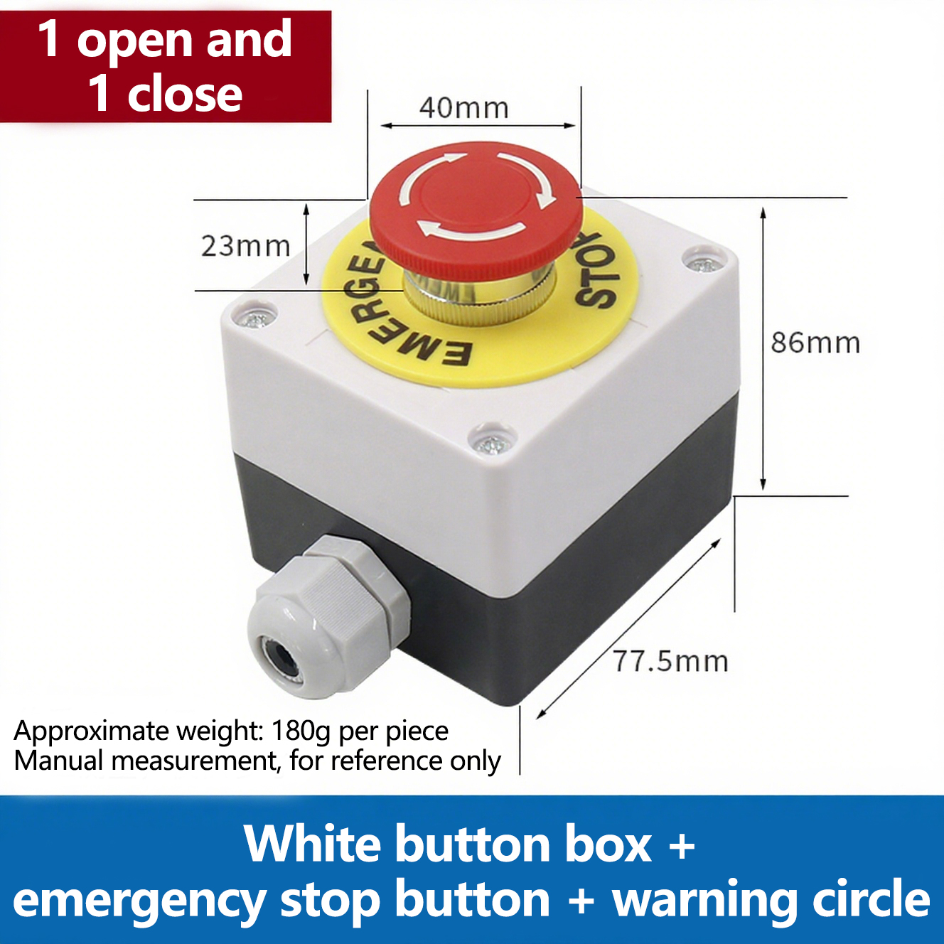 (1 ouvert et 1 fermé)+Boîte à boutons blanche+Cercle d'avertissement