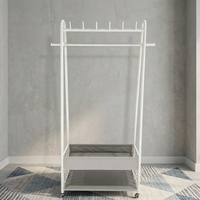 Porte-manteau pliable moderne à double niveau en fer pour magasin, salon, rangement de pantalons et chaussures, gain de place, écologique, durable