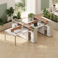 Poste de travail de bureau fonctionnel avec armoire de rangement, écran de confidentialité, panneau E1, finition résistante à l'usure, bureau pour personnel