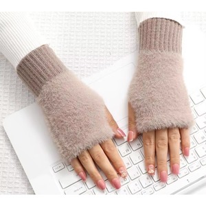 Guantes largos sin dedos de color sólido TOPSM1724, compatibles con pantallas táctiles, guantes cálidos de punto. - Product Image 4