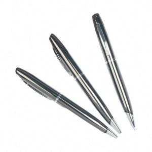 Stylo bille publicitaire personnalisé de haute qualité avec logo, pointe de 1,0 mm, en métal gris, design élégant et moderne pour les entreprises - Product Image 2