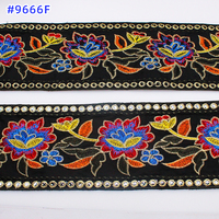 Ruban de broderie indien à coudre vintage Garniture en dentelle jacquard polyester à paillettes de luxe