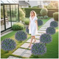 OH ARTS Boule de lavande artificielle résistante aux UV, fausse plante grimpante violette avec piquet de fixation pour extérieur, intérieur, maison et jardin