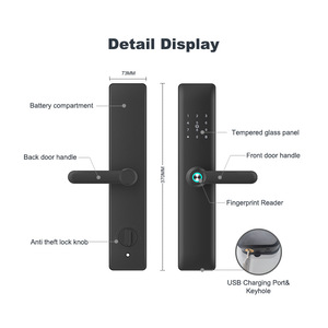 قفل باب ذكي بيومتري يعمل ببصمة الإصبع وبطاقة IC وكلمة مرور رقمية، مع إمكانية الفتح عن بعد عبر تطبيق Tuya وتقنية البلوتوث للدخول بدون مفتاح - Product Image 2