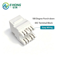 E-HONG Modul Jaringan RJ45 UTP Keystone Jack Putih 180 Derajat CAT6/CAT6A Pin Berlapis Emas