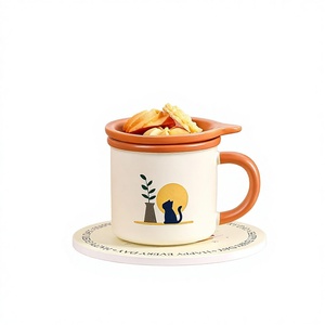 Taza de Cerámica con Diseño de Animal de Dibujos Animados, Estilo Moderno, Linda Gatozita, Ecológica, Apta para Microondas, con Tapa y Cuchara, Regalo, Recuerdo, para Oficina - Product Image 1