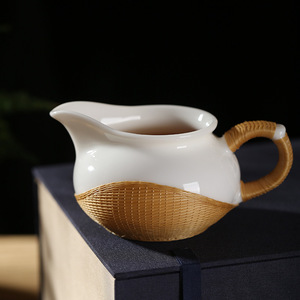 Handmade Bamboo Woven Porcelain Tea Set With Teapot And Two <b>Cups</b> Heat Resistant Travel Outdoor Use Traditional Chinese Style - Product Image 2