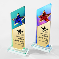 Trophée personnalisé en acrylique cristallin avec plaque en verre dégradé, gravure 3D, récompense pour employés d'entreprise