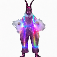 Costume de lapin réfléchissant LED multicolore en PVC, personnalisable, violet, taille unique, pour fête interactive, parc d'attractions