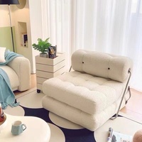Sofá Cama Plegable de Metal Minimalista Moderno para Personas que Buscan Comodidad, con Cojín de Tela, Portátil, para Uso en Hoteles y Salas de Estar, Reclinable