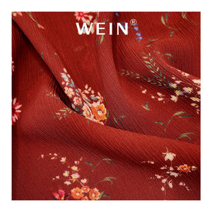 WI-B05 Trung Quốc nhà sản xuất voan Crinkle vải in 100% polyester <span class=keywords><strong>Red</strong></span> Floral Print Wedding vải - Product Image 5