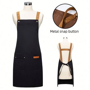 Tablier de coiffeur en toile de coton imprimé par sublimation avec fermetures éclair, personnalisable avec logo, vente en gros - Product Image 4