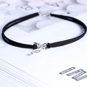 Produttore fatto a mano Infinity Sign Charm <span class=keywords><strong>collana</strong></span> in pelle scamosciata con ciondolo a catena per clavicola da donna girocollo bohémien - Product Image 4