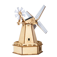 Wincent Kit de Modelo de Molino de Viento de Madera con Energía Solar Cinética Tipo Pista de Canicas, Rompecabezas 3D DIY, Regalo Educativo STEM para Niños
