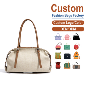 Bolso Tote de Lona y Cuero, Venta Directa de Fábrica, Bolso de Hombro Versátil para Uso Diario - Product Image 1
