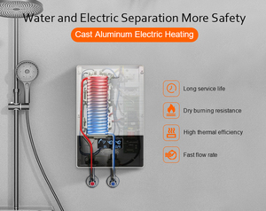 เครื่องทำน้ำร้อนแบบให้ความร้อนเร็ว 220V 12kW ควบคุมผ่าน WIFI หน้าจอกระจก พร้อมมิเตอร์วัดการไหลของน้ำ ข้อต่อทองแดง - Product Image 5