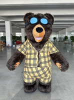 Funtoys Personnaliser Gonflable Ours en Peluche Mascotte Costume Furry Cartoon Fourrure Peluche Lunettes Mascotte Anime pour Adulte 2/2.6M