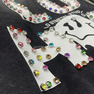 500Gsm มีฮู้ด Y2k โอเวอร์ไซส์ผ้าฝ้ายคุณภาพสูงเสื้อผ้าแนวสตรีทเสื้อมีฮู้ดผ้าบ็อกซี่ไซส์ใหญ่พิเศษประดับพลอยเทียมเสื้อมีซิปสามารถกันแดดได้ - Product Image 2