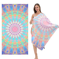 FF4059 UPF50 + voyage piscine Yoga grande serviette de plage très absorbant léger surdimensionné sans sable microfibre serviette de plage