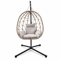 Hamac suspendu gonflable moderne en rotin PE avec support métallique, capacité 350 lbs, pour jardin et parc extérieur