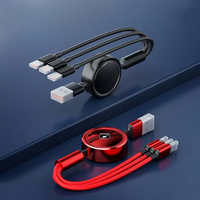 Câble de données USB Type-C rétractable 3-en-1 à chargement rapide en TPE blanc pour téléphone Android, modèle YP-077 – Vente en gros à bas prix