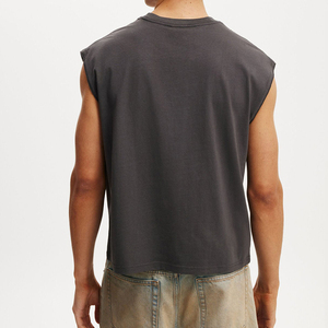Gilet court décontracté imprimé gris ardoise délavé coupe ajustée été 2026, gilet de plage en coton personnalisé - Product Image 2