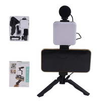 Kit de Vlogging AY-49 Sans Fil Portable pour Streaming en Direct, Équipement de Production Vidéo avec LED et Trépied en Plastique