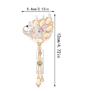 Stock en gros de boucles télescopiques à tirette facile en alliage, motif paon à pompon, avec clip dorsal, pour porte-badge - Product Image 4