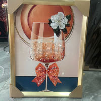 Cadre photo géométrique moderne abstrait en porcelaine plaquée argent, art mural de luxe, décoration intérieure, peinture de luxe en cristal et diamant
