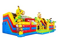 Ciudad de Diversión Inflable Comercial con Temática de Animales Salvajes, Castillo Inflable Grande de PVC para Niños, Alquiler para Eventos