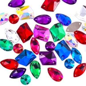 OLeeya 5A Strass à coudre en cristal à dos plat, formes mélangées Rivoli et goutte d'eau, pour accessoires de justaucorps de gymnastique - Product Image 1