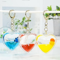 Porte-clés acrylique en forme de cœur personnalisé Porte-clés eau liquide flottant Aqua Porte-clés aquarium pour pendentif de sac