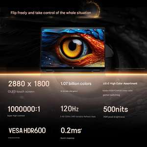 Portátil empresarial OmniBook Ultra 14 de 14 pulgadas con IA, nuevo, al por mayor, con pantalla táctil OLED 2.8K convertible, Intel Core Ultra 7/9 - Product Image 5