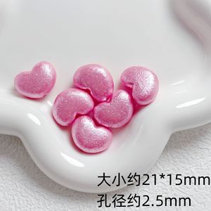 Perle Acriliche Effetto Perla con Superficie Rugosa a Forma di Cuore con Fori Passanti per Creazioni Fai-da-Te di Charm per Telefoni e Portachiavi - Product Image 6