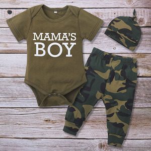 Ensemble de vêtements motif lettres de camouflage, pour enfants, bébés garçons, en coton, pour <span class=keywords><strong>6</strong></span> <span class=keywords><strong>mois</strong></span>, 3 pièces, été - Product Image 1