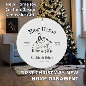 Personalized High Quality <strong>First</strong> <strong>Christmas</strong> <strong>Our</strong> New Home Ceramic Circle <strong>Ornament</strong> 2025 Housewarming Gift Traditional <strong>Christmas</strong> Tree - Product Image 2