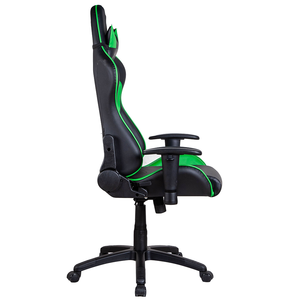 Fauteuil de bureau inclinable pivotant robuste, nouveau fauteuil gamer en similicuir souple, moderne, noir et vert, avec accoudoirs 2D - Product Image 3