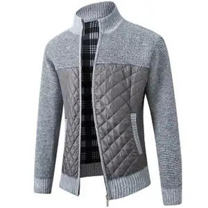 Nouveau Simple solide Patchwork hommes tricots hiver pull chaud mode homme décontracté Cardigan pull