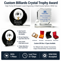 Trofeo de Billar Personalizado con Cristales Deslumbrantes, Marco Negro para Bola 8, Placa en Forma de Cuña, Grabado Circular, Premio de Campeonato de Club, Recuerdo