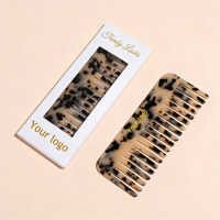 Peigne à cheveux en acétate crème nacré effet écaille de tortue avec logo personnalisé et boîte de rangement DIY, plusieurs couleurs disponibles, tailles personnalisées acceptées
