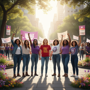 T-shirt da donna Empowerment 100% cotone girocollo vestibilità regolare, maglietta femminista stile casual per tutte le stagioni con stampa a lettere - Product Image 2